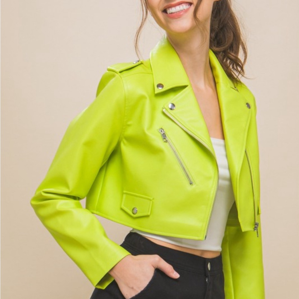 Electric lime green motorcycle jacket